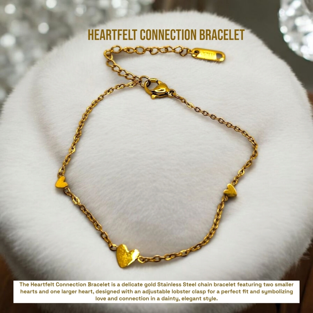 Gold Stainless Steel hearts dainty chain bracelet